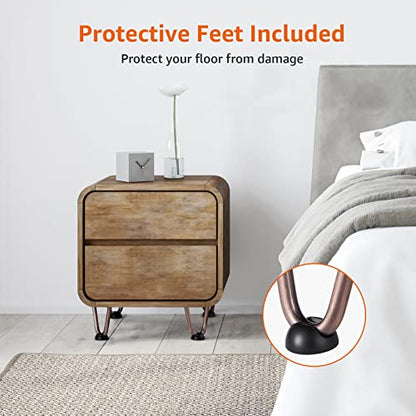 ROTHLEY Furniture Legs 4 Inch Hairpin Legs Solid Rods Legs for Furniture Set of 4 Couch Legs with Floor Protectors Sofa Legs Dresser Legs Heavy Duty Cabinet Legs DIY Furniture Feet(Antique Copper) - size: 4 inch