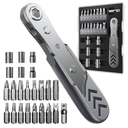 AXTH 23in1 Right Angle Ratcheting Screwdriver Set, 1/4" Driver Repair Tool - style: 23in1