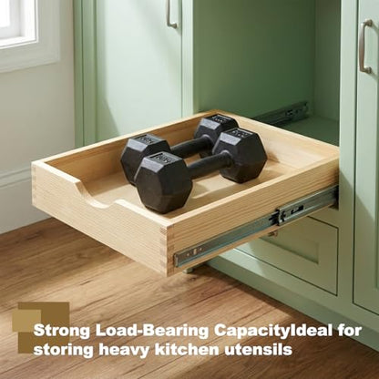 Soft Close Wood Pull Out Cabinet Drawer, 14", Fits 15"+ Opening - size: 14inch