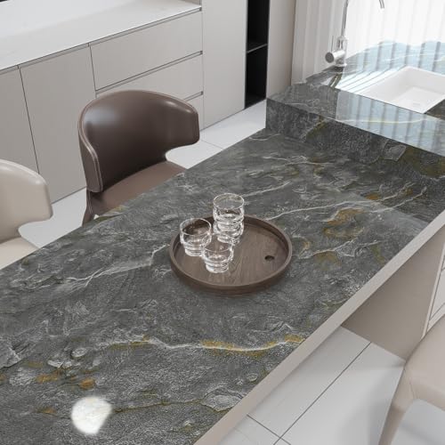 Gray Gold Marble Peel and Stick Wallpaper 48" x 394" - color: Grey gold, size: 48" x 394"