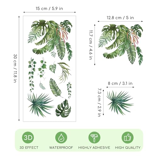 Joeyan 3 Sheets Rub On Transfers for Crafts and Furniture Large Palm Leave Rub on Transfer Stickers Green Plants Decals for Wood Glass Metal Canvas Porcelain Plastic DIY Craft Home Decor, 6" x12" - style: Palm Leaves