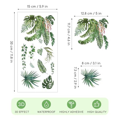 Joeyan 3 Sheets Rub On Transfers for Crafts and Furniture Large Palm Leave Rub on Transfer Stickers Green Plants Decals for Wood Glass Metal Canvas Porcelain Plastic DIY Craft Home Decor, 6" x12" - style: Palm Leaves