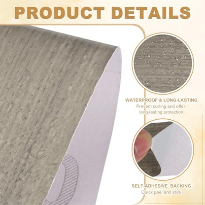 Wood Grain Repair Tape 2" x33', Self Adhesive Realistic Textured Repair Patch Peel and Stick Wood Tape with Scraper for Floor Door Window Furniture Table Gray Oak