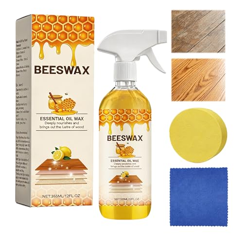 Beeswax Floor Spray, Beeswax Wood Polish Spray, 355ml, Cleans, Restores Shine, Conceals Scratches, Suitable for Floors, Furniture and Wooden Sofas