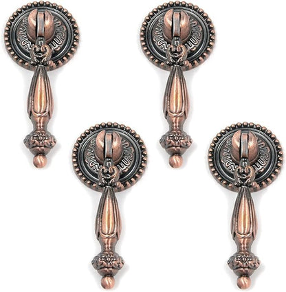 4Pcs Cabinet Tear Drop Pull Knobs with Screws, Red Bronze, 2.6inch - color: Red Bronze