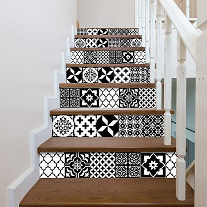 Easy Peel Stick Vinyl wall Tile Decals 6x6in Stick on backsplash,12Pc - color: Black White 6x6