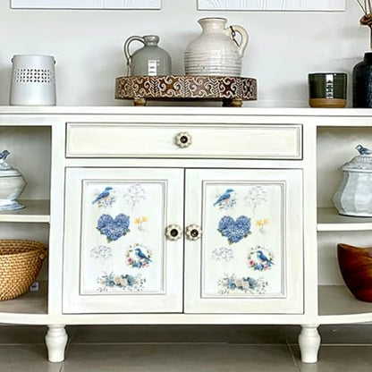 OLYCRAFT 3pcs/Set Blue Bird with Hydrangea Rub on Transfers for Furniture and Crafts 6x12 Inch Nature Theme Furniture Transfer Sticker Decals Transfer Stickers Rub on Decals for Furniture Home Decor - style: Blue Bird