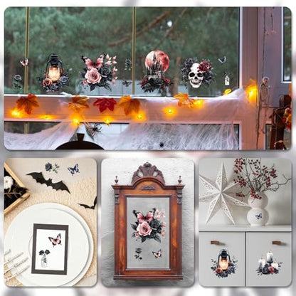 WANDIC 3 Sheets Rub On Transfer Stickers Gothic Pattern Decals Waterproof Stickers Furniture Craft Decals for DIY Scrapbooking Photo Albums Furnitures,15 * 30cm - color: Gothic Theme