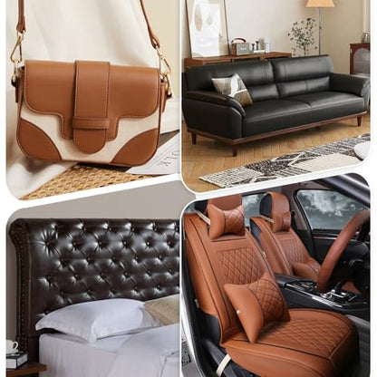 ANMINY Vinyl Fabric by the Yard, 54"W 0.7MM Faux Leather Coffee 15 Yds Roll - color: Coffee, size: 15 Yards