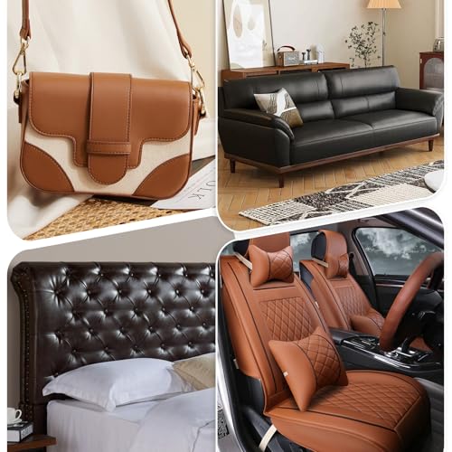 ANMINY Vinyl Fabric by the Yard, 54"W 0.7MM Faux Leather, Brown 30 Yds Roll - color: Brown, size: 30 Yards