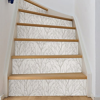 NuWallpaper Treetops Peel and Stick Wallpaper, White and Off-White, Removable Wallpaper, 20.5 in x 18 ft