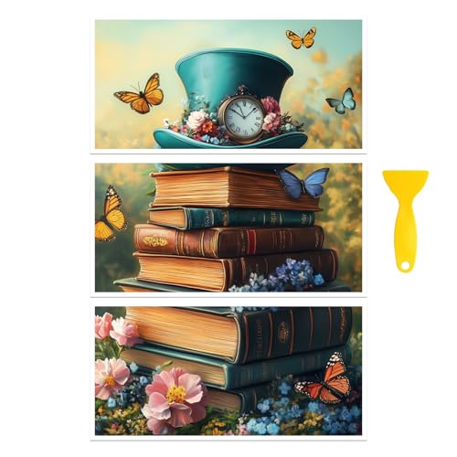 Peacoblue Magic Books Hat Rub On Transfers for Furniture 6"x12" - style: Pile of Magic Books and a Hat