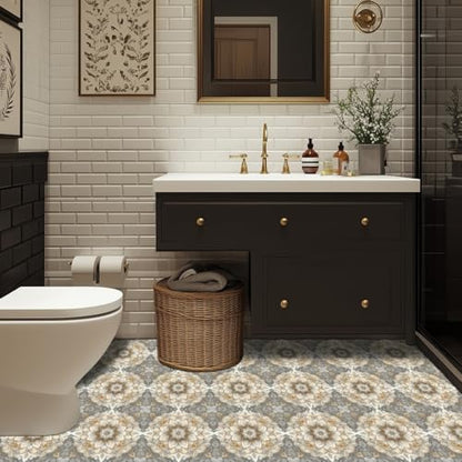 HOMETITUTE Mandala Pattern 12x12 Inch Peel Stick Vinyl Floor Tile - style: Mandala