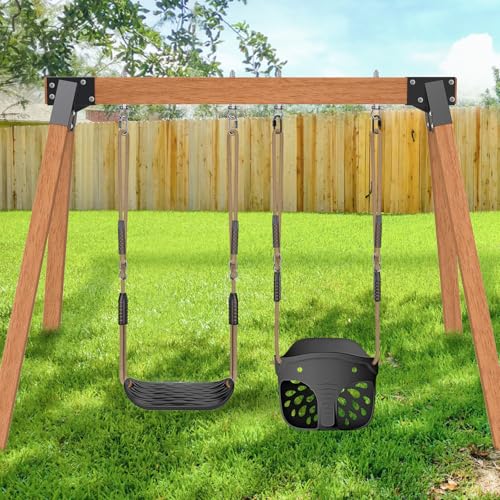 SELEWARE Heavy Duty Swing Seat for Kids Adults with Adjustable Ropes - color: Black1 Swing Seat, 2 Pack