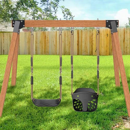 SELEWARE Heavy Duty Swing Seat for Kids Adults with Adjustable Ropes - color: Black1 Swing Seat, 2 Pack