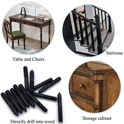 12 Pack 1/4-20 x 1-1/2 Inch Black Hanger Bolts 1/4-20" Double Headed Bolts 1/4 Wood Dowel Screw Self-Tapping Screw Hanger Bolts for Furniture Screws Double Screw Threaded Rods Bolt 37mm Length - size: Black 1/4-20"x1-1/2"-12PCS