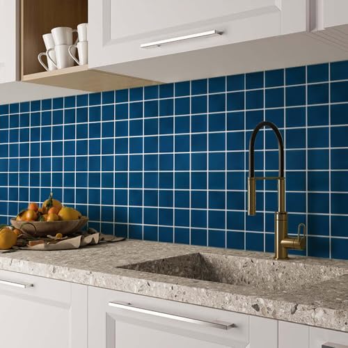 Commomy Matte 3D Peel and Stick Tile,10 Pcs 11.8"x11.8" Nary Blue - color: Navy Blue