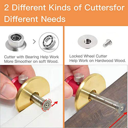 YOSELIN Dovetail Jig Wheel Marking Gauge Plus Set，Micro Adjuster Multifunctional Cutting Wheel Woodworking Scribing, Metric and Imperial Scales, Imperial 1/32 Metric 1mm Accuracy, Wood Marking - color: Red