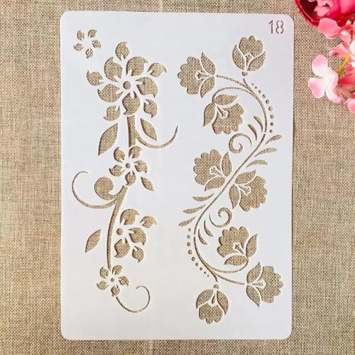 TIAMECH A4 Reusable Ivy Vine Floral Leaves Stencil for Painting - style: Ivy Vine Lines