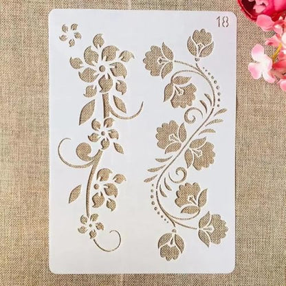 TIAMECH A4 Reusable Ivy Vine Floral Leaves Stencil for Painting - style: Ivy Vine Lines