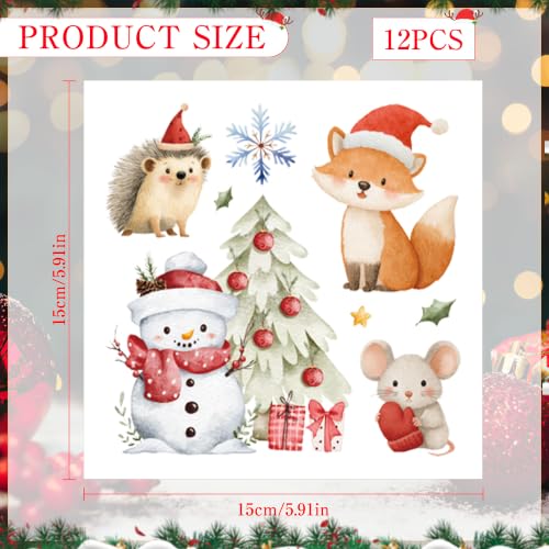 Christmas Rub on Transfers for Ctrafts Furniture, 12 Pcs Transfer Decals - style: Cute Animal