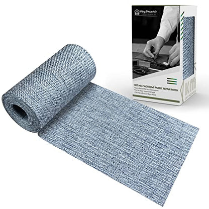 King Mountain Premium Linen Fabric Iron-on Repair Patch, 3"x60" (Blue Grey) - color: Blue Grey Linen, size: 3"x60"