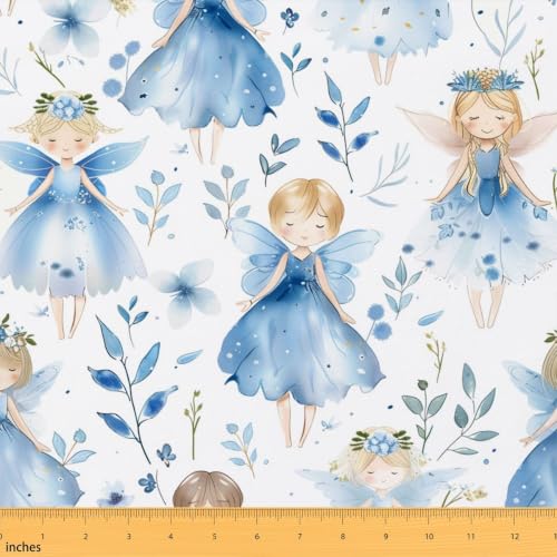 jejeloiu Kids Ballet Fabric by The Yard 10 Yards Sprite Elf Upholstery Fabric for Chairs Blue Butterfly Decorative Soft Flannel - color: Blue, size: 10 Yards