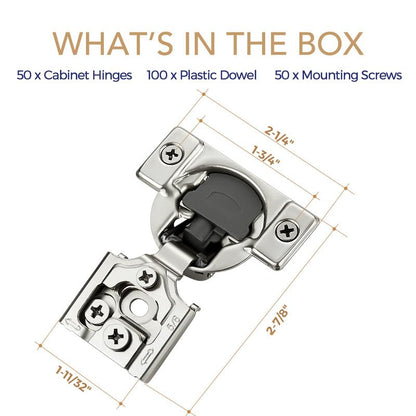 Soft Close Hinges for Kitchen Cabinet Hinges, 5/8 Inch Overlay, 50 Pack - size: 5/8 inch Overlay