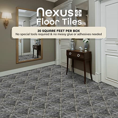 Nexus Self Adhesive 12-Inch Vinyl Floor Tiles, 20 Tiles, 12 x 12 in - color: Metallic Marble Diamond, style: Marble look