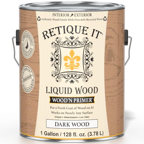 Retique It Wood'n Primer - Paint it then stain it - Stainable Wood Fiber Paint (Dark Wood, X-Large) - color: Dark Wood, size: 128 Fl Oz (Pack of 1)