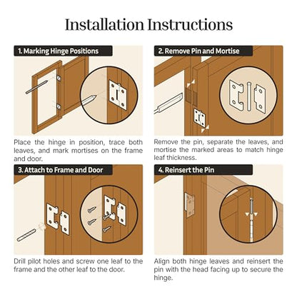 Antique Copper Butt Hinges with Removable Pin - 1-1/2" x 1-1/2" - Pack of 2 - Cabinet Door Hinges - UA-266-HAC (1) - color: Antique Copper