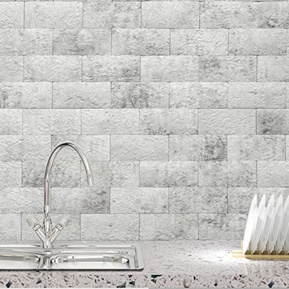 Art3d 102-Pack Peel and Stick Backsplash, Natural Stone White - color: Natural Stone White