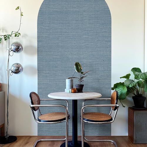 JiffDiff Grasscloth Wallpaper Peel and Stick Blue Grassweave Stick on Wallpaper Textured Self Adhesive Contact Paper 17.3"x118" - color: Dark Blue, size: 17.3" x 118"