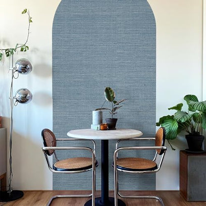 JiffDiff Grasscloth Wallpaper Peel and Stick Blue Grassweave Stick on Wallpaper Textured Self Adhesive Contact Paper 17.3"x118" - color: Dark Blue, size: 17.3" x 118"