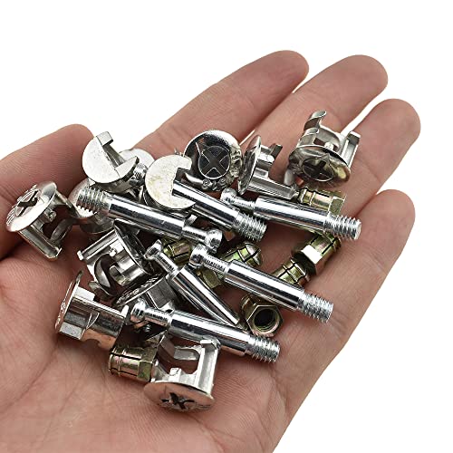 Hahiyo Furniture Connector Cam Lock Fittings Dowel Flat Back Fastener Table Side Knock Down with Pre-Inserted Bolt Nut Rock Solid Fit Hole Properly Good Grab for Drawer Dresser Cabinet 11Sets 14x16mm - size: 35mm-11 Sets