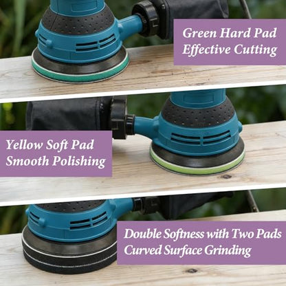 5 Inch 8 Hole Orbital Sander Foam Pads and Sanding Discs Hook and Loop - color: 4PC Pads & 20PC Sanding Discs