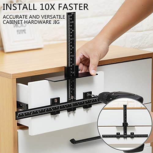 Cabinet Hardware Jig Tool All Aluminum Alloy,Adjustable Drill Guide Template Tool for Installation of Door Drawer Front Knobs Handles and Pulls