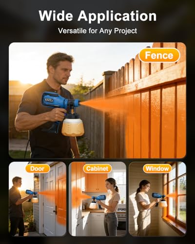Paint Sprayer for House Painting, 4 Nozzles & 3 Spray Patterns - color: Bright Blue