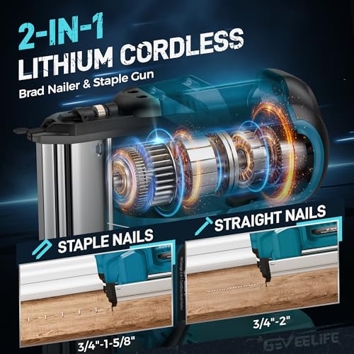 Cordless 2" Brad Nailer for Wood, 2-in-1 18GA Nail Gun, 2×2.0Ah Batteries