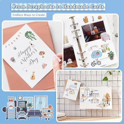 500+ Journaling Sticker Book – Daily Life for Adults & Teens - color: Shop & Town - 20 Sheets