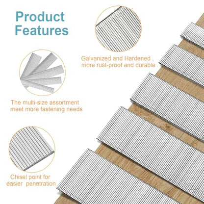 18 Gauge Brad Nails, 5 Sizes, 1500Pcs Nail Gun Nails for Brad Nailer - size: Combination 1500PCS