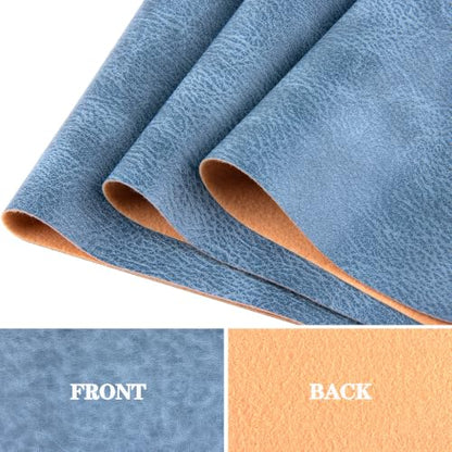 Faux Leather Sheets Fabric 54" X 36",Thick Durable Synthetic Upholstery Vinyl, Suitable for Furniture Replacement and Renovation Materials, Wallets, DIY Sewing Projects (Blue, 1 Yard) - color: Blue, size: 1 YARD
