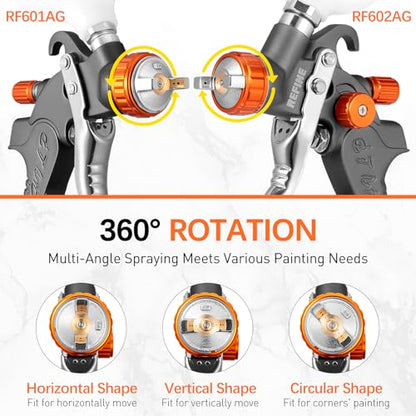 REFINE Spray Paint Gun HVLP Air Spray Guns 1.0/1.4/1.7mm Nozzle & Regulator