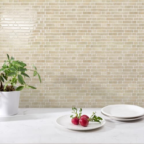 STICKGOO Thicker Peel and Stick Backsplash Tile for Kitchen and Bathroom - color: Brown