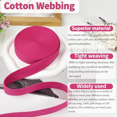 Rose Cotton Webbing 1in x 10Yards - color: Rose