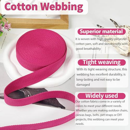 Rose Cotton Webbing 1in x 10Yards - color: Rose
