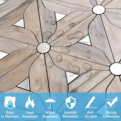 Peel and Stick Backsplash Tile, 10 Sheets Waterproof PVC Wall Tiles for Kitchen Bathroom, Thick Self Adhesive Stick on Backsplash, Covers 9.67 Sq.Ft. - color: Wood Mixed Silver Petal