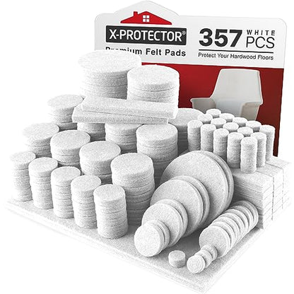357 PCS White Felt Furniture Pads X-Protector with Many Big Sizes - size: 357 PCS White