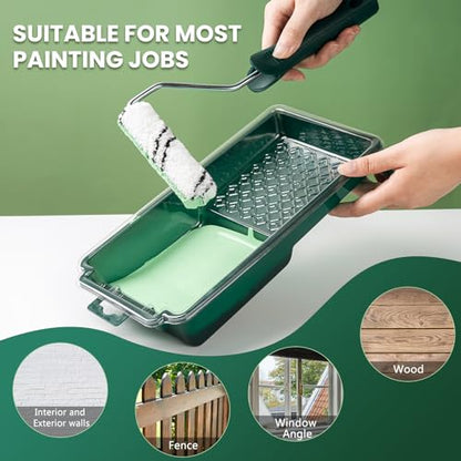 Paint Roller Kit, 15 Pcs 4 Inch Small Roller, Paint Tray, Paint Tray Liners and Paint Roller Frame, Home Improvement Paint Supplies, Mini Paint Rollers for Painting Walls