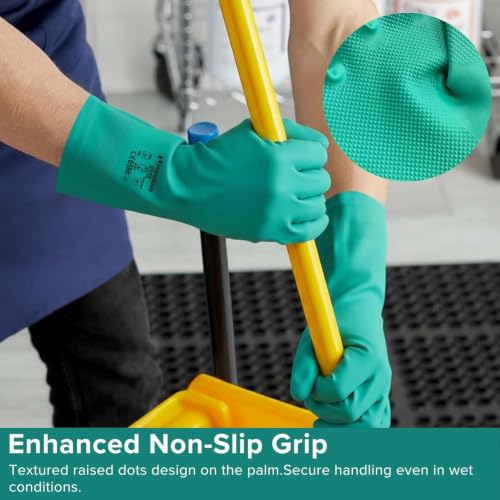 HandLove Green Chemical Resistant Nitrile Gloves - size: Large(2 Pairs)